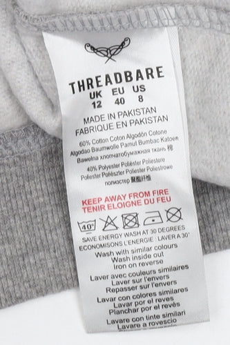 Threadbare Women's Grey 1/2 Zip Hoodie Size 12