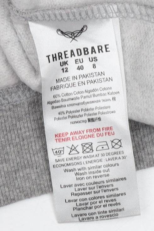 Threadbare Women's Grey 1/2 Zip Hoodie Size 12