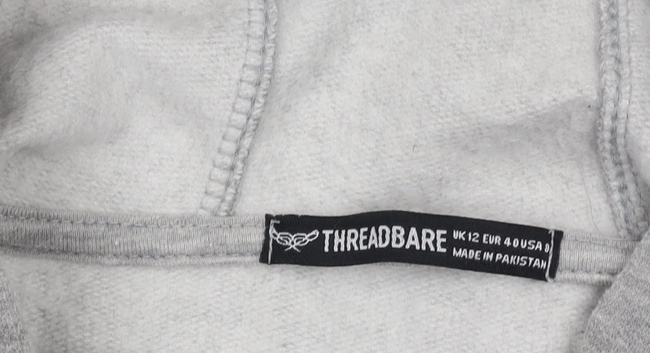 Threadbare Women's Grey 1/2 Zip Hoodie Size 12