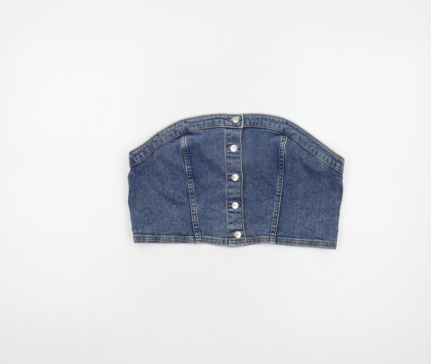 H&M Women Blue Denim Cropped Blouse Size 12