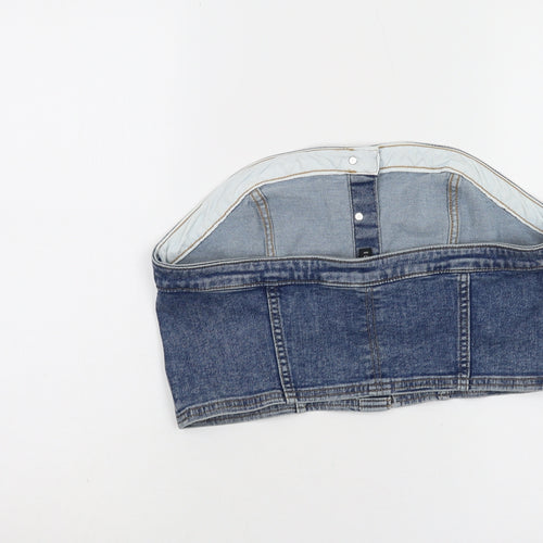 H&M Women Blue Denim Cropped Blouse Size 12