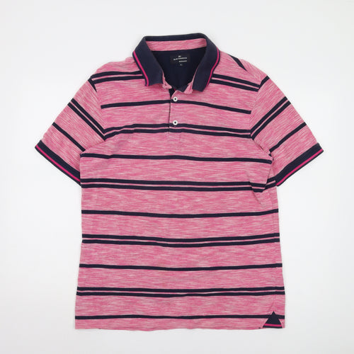 Marks and Spencer Men's Pink Striped Polo M