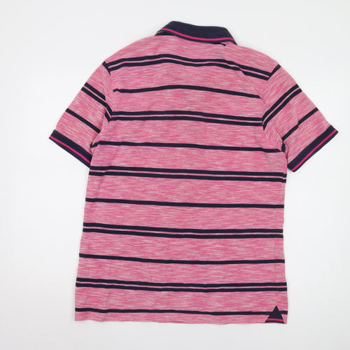 Marks and Spencer Men's Pink Striped Polo M