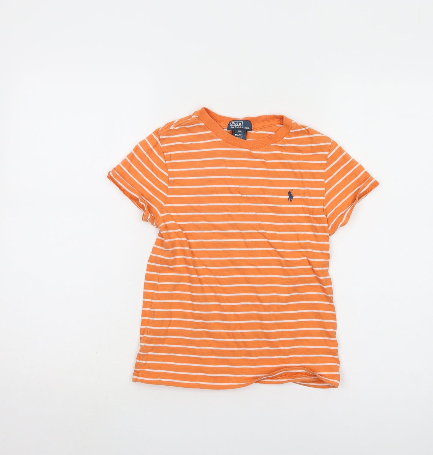 Ralph Lauren Boys Orange Striped T-Shirt S Size