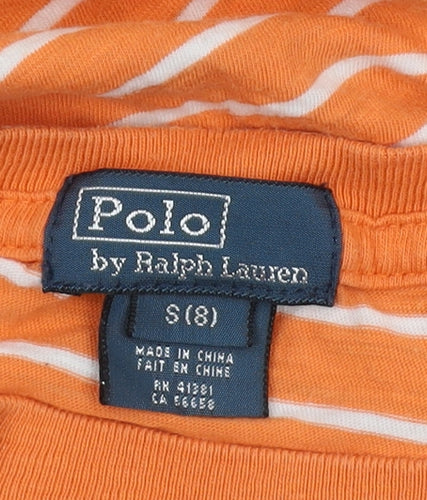 Ralph Lauren Boys Orange Striped T-Shirt S Size