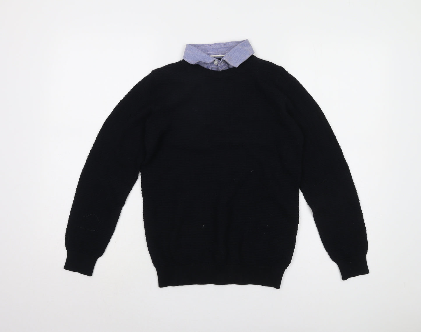 Next Boys Black Collared Pullover Jumper - 10 Years
