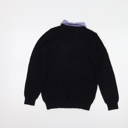 Next Boys Black Collared Pullover Jumper - 10 Years