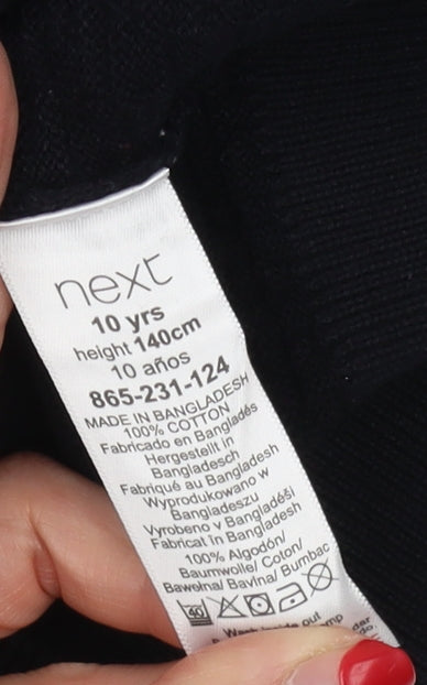 Next Boys Black Collared Pullover Jumper - 10 Years