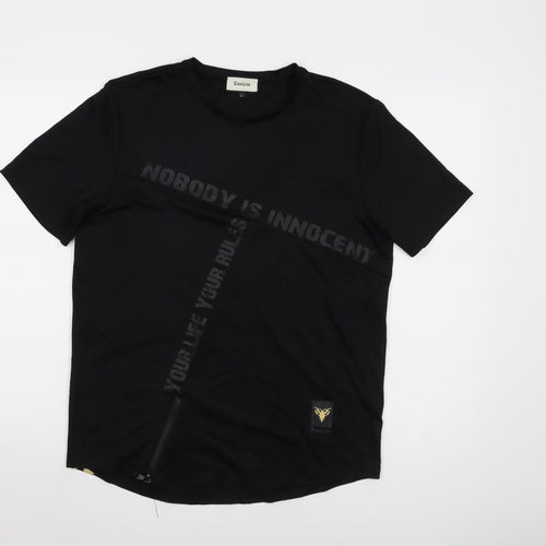 Tanjim Men's Black Graphic Print T-Shirt, L Short Sleeve