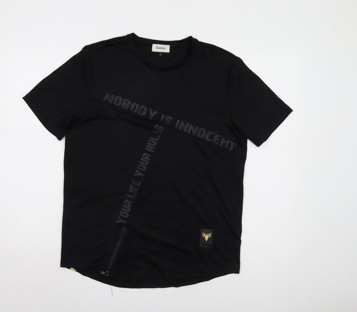 Tanjim Men's Black Graphic Print T-Shirt, L Short Sleeve