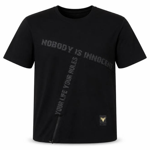 Tanjim Men's Black Graphic Print T-Shirt, L Short Sleeve