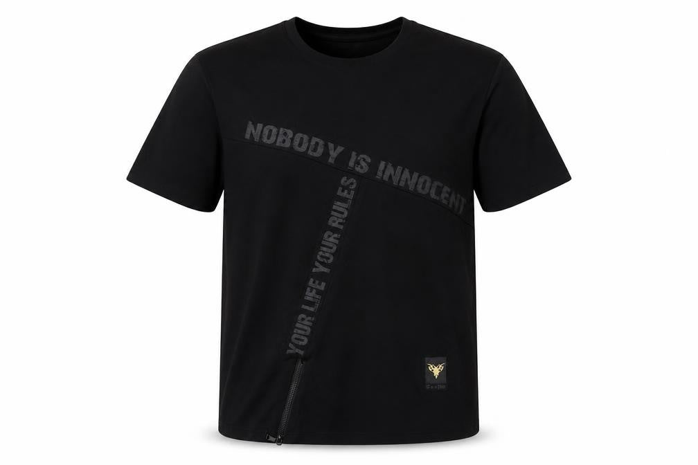 Tanjim Men's Black Graphic Print T-Shirt, L Short Sleeve