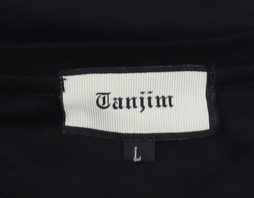 Tanjim Men's Black Graphic Print T-Shirt, L Short Sleeve