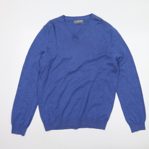 Marks and Spencer Men's Blue Cotton Pullover Jumper, L