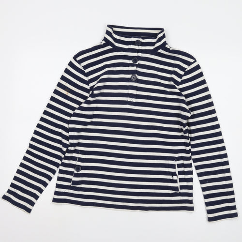 Cotton Traders Women's Navy Blue Striped Long T-Shirt
