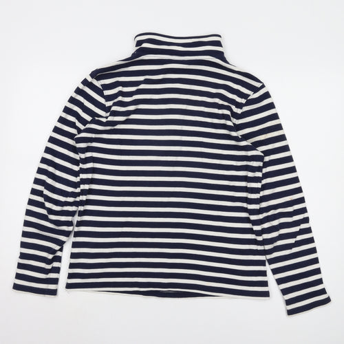 Cotton Traders Women's Navy Blue Striped Long T-Shirt