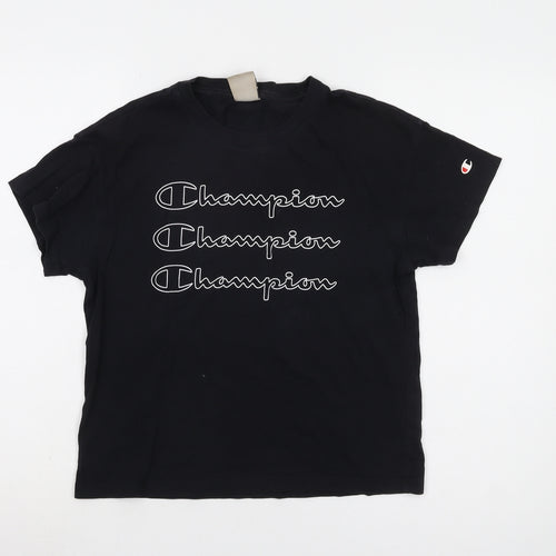 Champion Women's Black T-Shirt Size S Casual Crew Neck