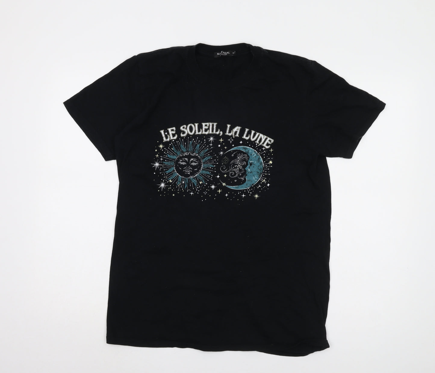 Nasty Gal Women's Black Medium Embroidered T-Shirt
