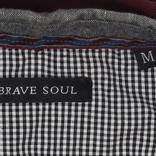 Brave Soul Men's Red Long Sleeve Polo Shirt - M