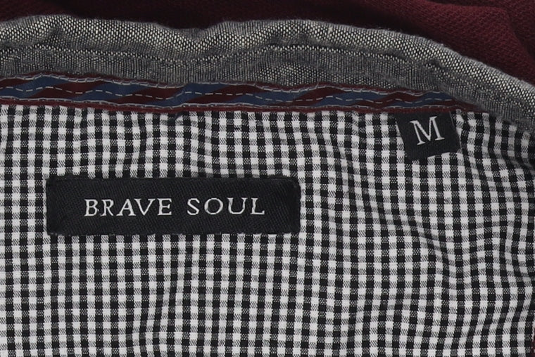 Brave Soul Men's Red Long Sleeve Polo Shirt - M