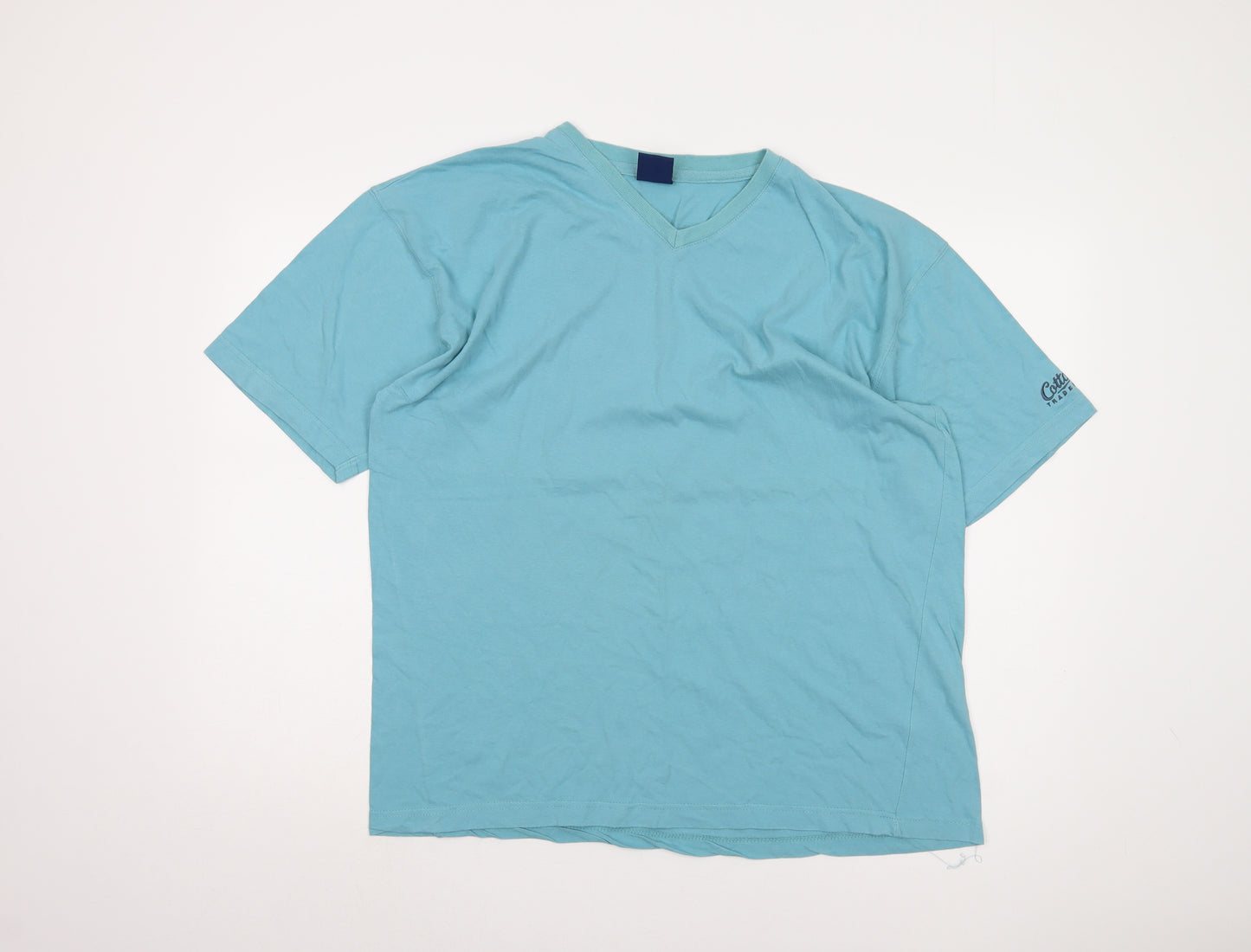 Cotton Traders Men's Blue V-Neck T-Shirt M