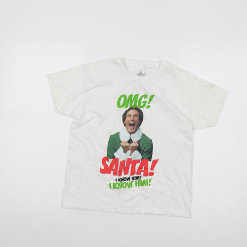 Elf Boys White Graphic T-Shirt 9-10 Years Xmas Festive Top