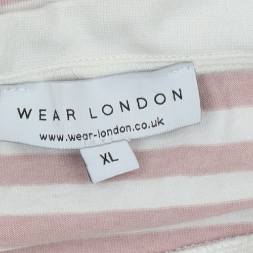 WEAR LONDON Women’s Pink Striped Ringer T-Shirt XL