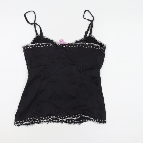 Monsoon Women's Black Silk Camisole with Embroidery