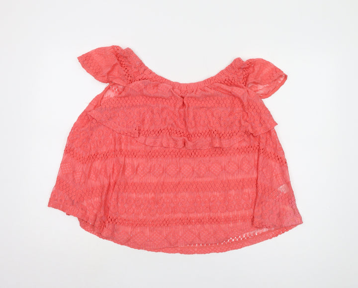 Next Women's Pink Lace Blouse Off Shoulder Size 12