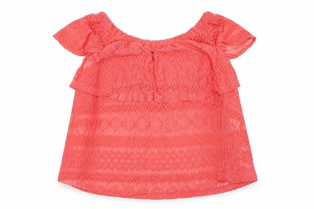 Front view of Next Women's Pink Lace Blouse Off Shoulder, size 12