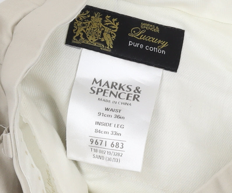 Marks and Spencer Men's Beige Trousers Size 36