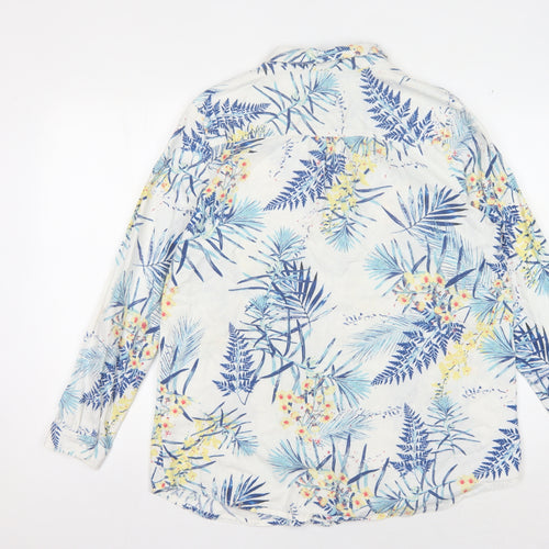 M&Co Women's Ivory Floral Button-Up Shirt, Size 16