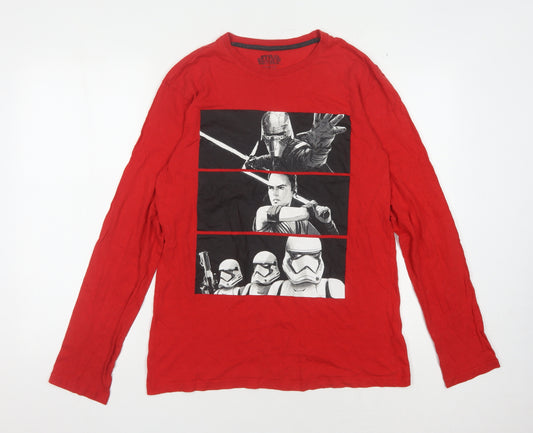 Front view of Star Wars Men's Red XS Long Sleeve T-Shirt