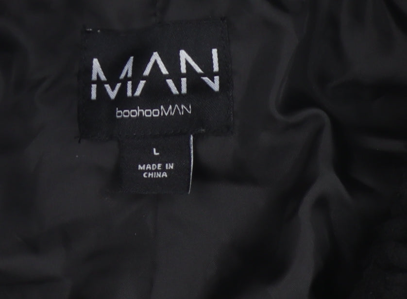 boohooMAN Men's Black Faux Fur Jacket - Size L