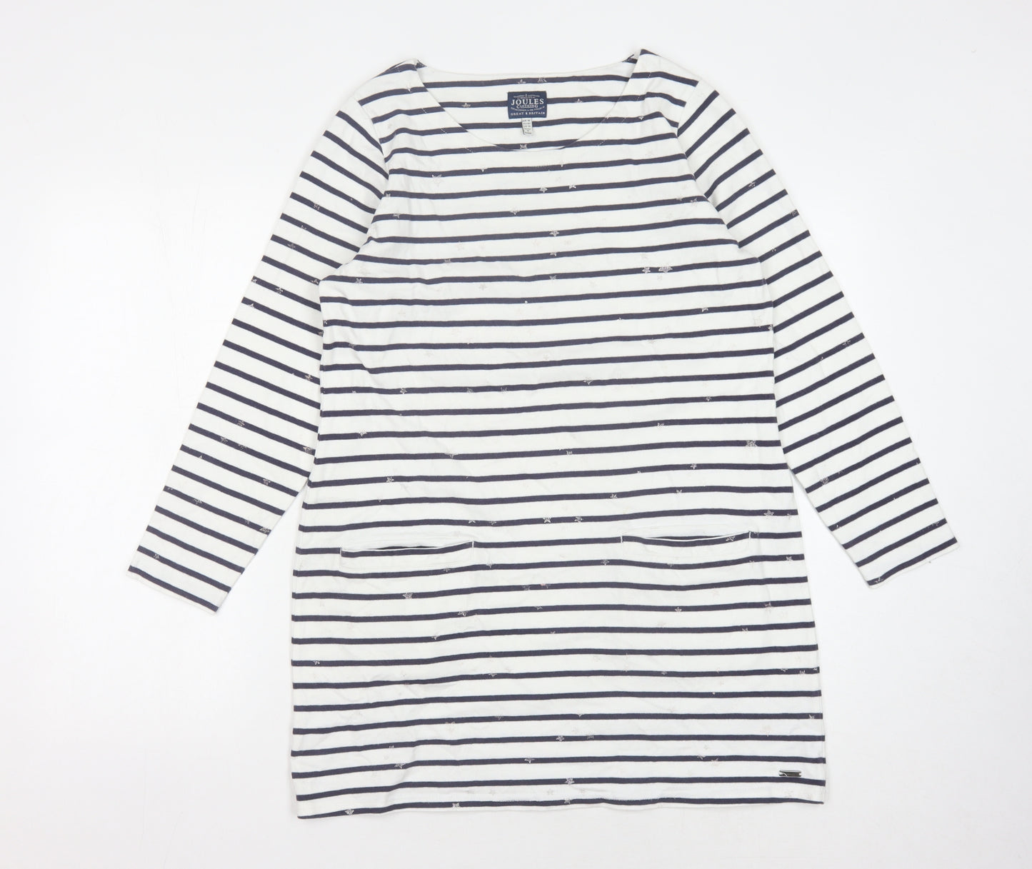 Joules Women's Striped Long Sleeve Cotton Shift Dress