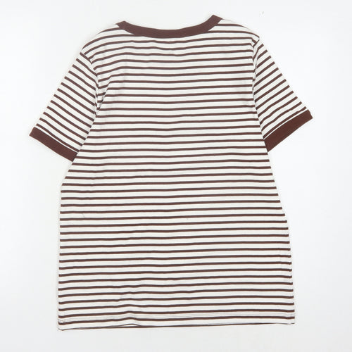 Marks and Spencer Women’s Brown Striped Ringer T-Shirt Size 14