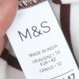 Marks and Spencer Women’s Brown Striped Ringer T-Shirt Size 14