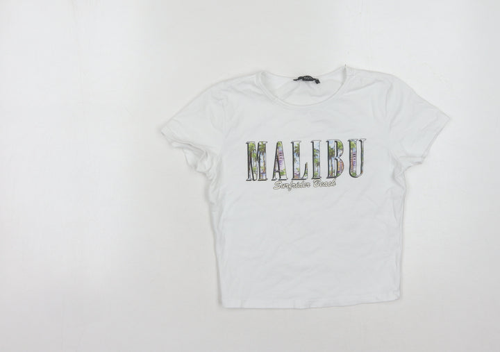 New Look Girls White Malibu T-Shirt, 12-13 Years, Casual Graphic