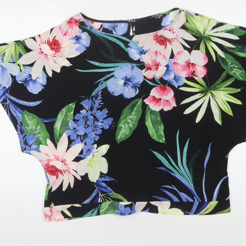 Debenhams Women's Floral Top, Black, Size 16, Relaxed Style