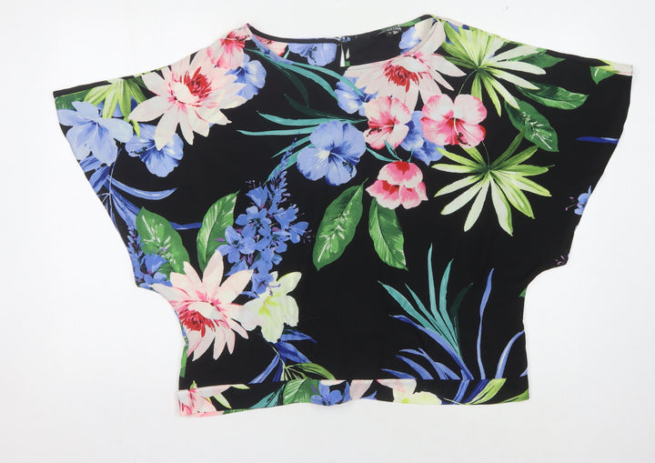 Debenhams Women's Floral Top, Black, Size 16, Relaxed Style