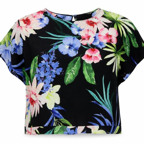 Debenhams Women's Floral Top, Black, Size 16, Relaxed Style