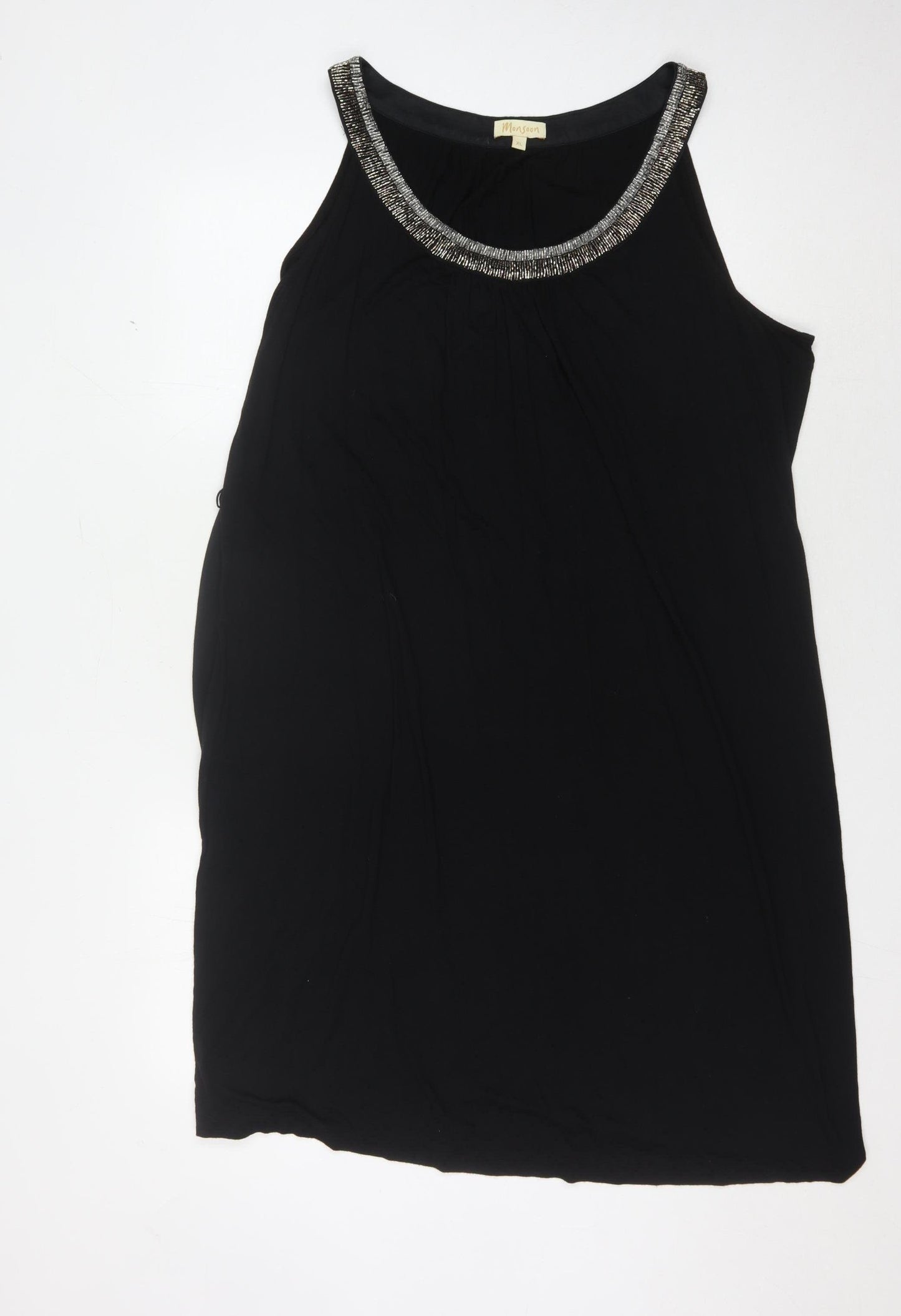 Monsoon Women's Black Knee Length Beaded Shift Dress XL