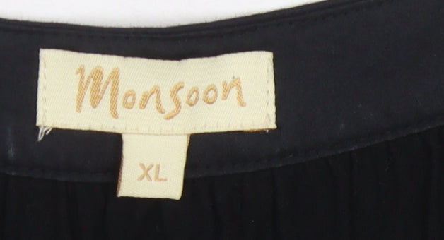 Monsoon Women's Black Knee Length Beaded Shift Dress XL