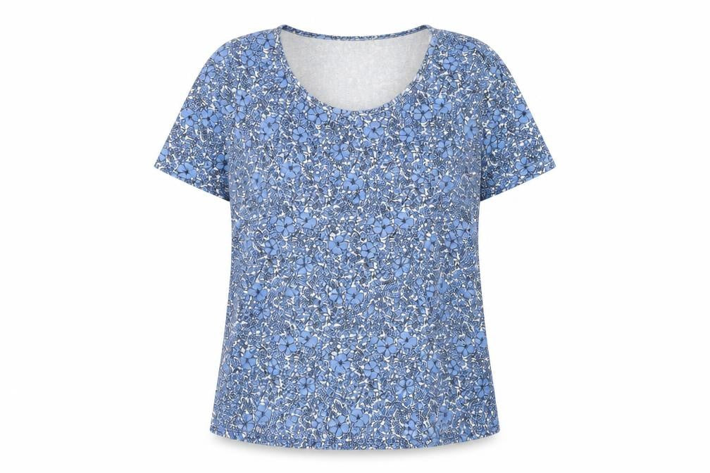 Front view of Cerulean Women's Blue Floral T-Shirt -, size 14