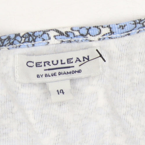 Cerulean Women's Blue Floral T-Shirt - Size 14