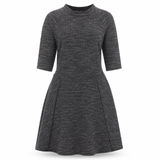 Front view of Apricot Women's Grey Striped Dress, size 12