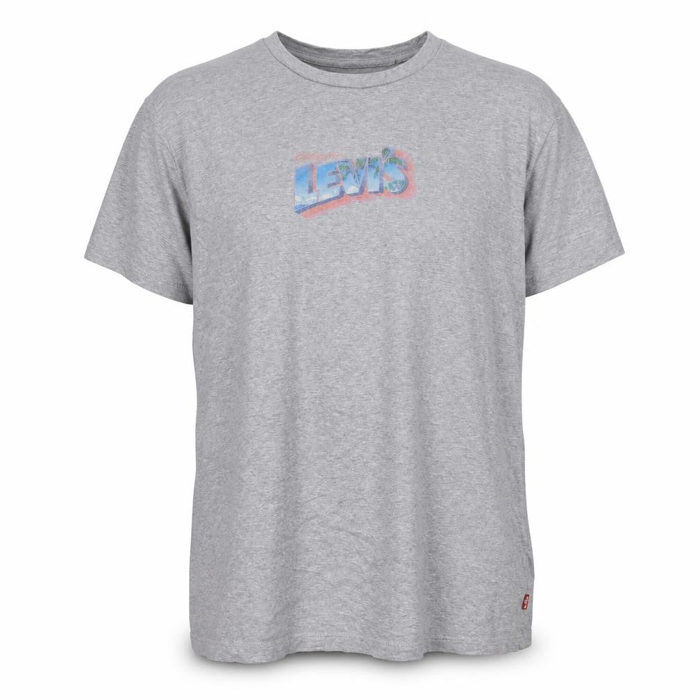 Front view of Levi's Men's Grey 2XL Cotton T-Shirt, Logo Print
