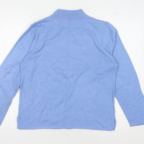 Ann Marie Women's Blue Mock Neck Jumper L Embroidered