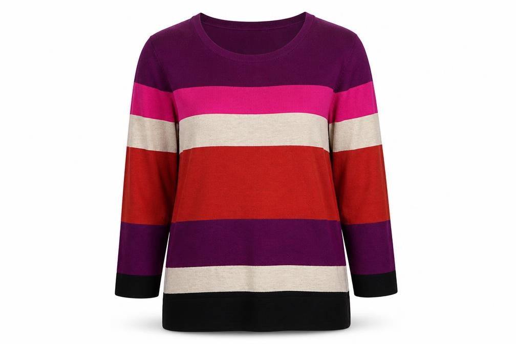 Front view of Country Casuals Women's Petite Striped Jumper - Multicoloured S