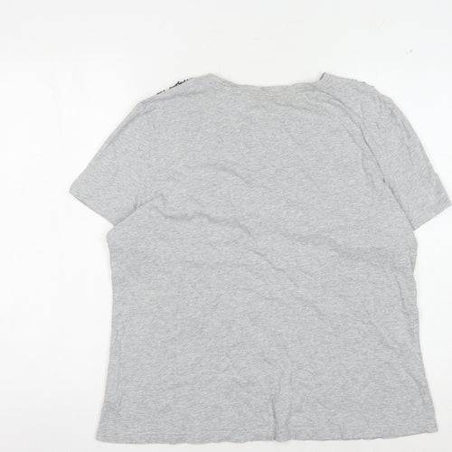 Dorothy Perkins Women's Grey Embroidered T-Shirt Size 16